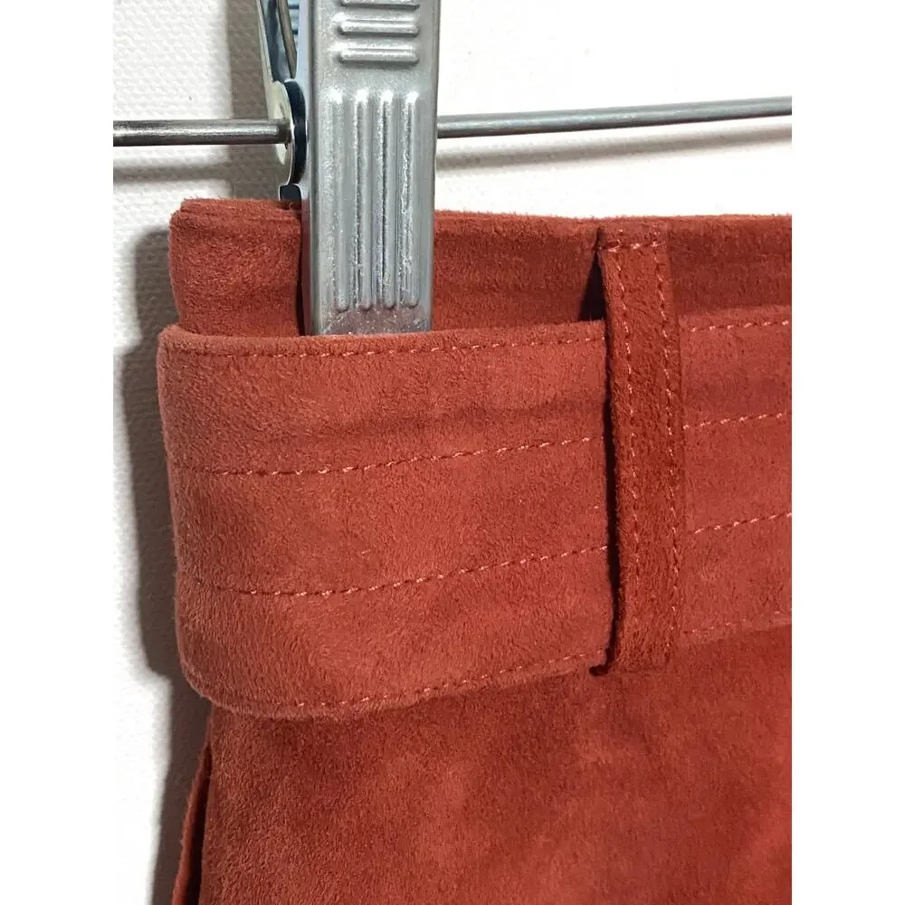 Joie Button Front Mini A Line Skirt Neida Lamb Leather Suede Belted Womens 0 - Picture 5 of 7